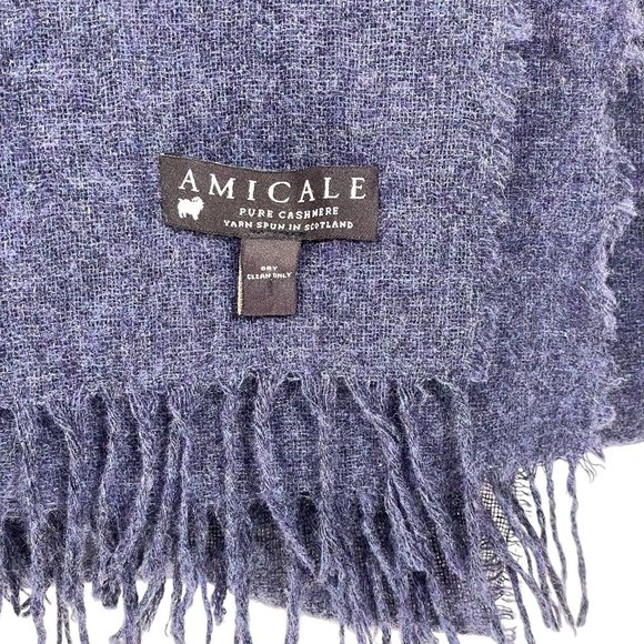 Amicale Cashmere Accessories - Amicale 100% Cashmere Scarf Shawl Wrap Purple Yarn Spun in Scotland 72"L  x 23"W